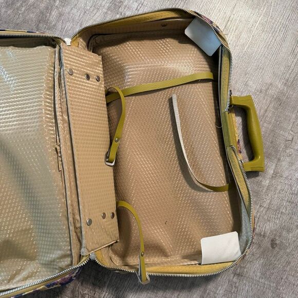 Penguin 1960s Floral Geometric Neon Lime Purple Travel Tote Bag Tapestry - Picture 6 of 10